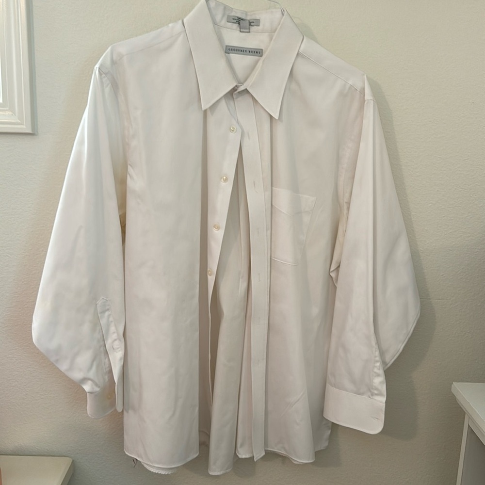 Men's Jeffrey Beene pinpoint Oxford Button Down Dress Shirt Size 18 1/2 34/35